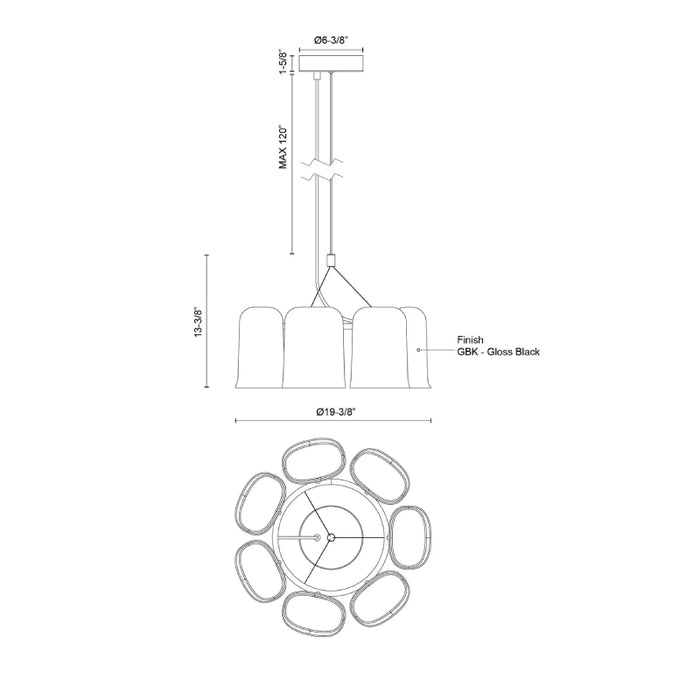 Kuzco CH21120 Bell 7-lt 19" LED Chandelier
