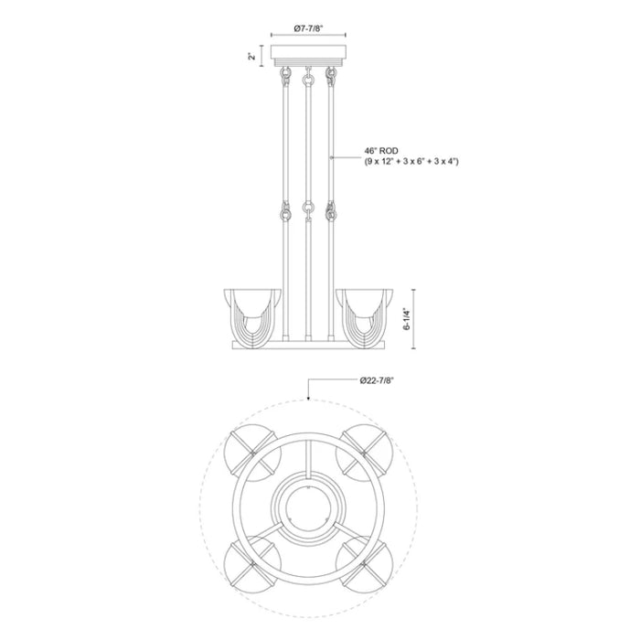 Alora CH362423 Colette 4-lt 23" LED Chandelier