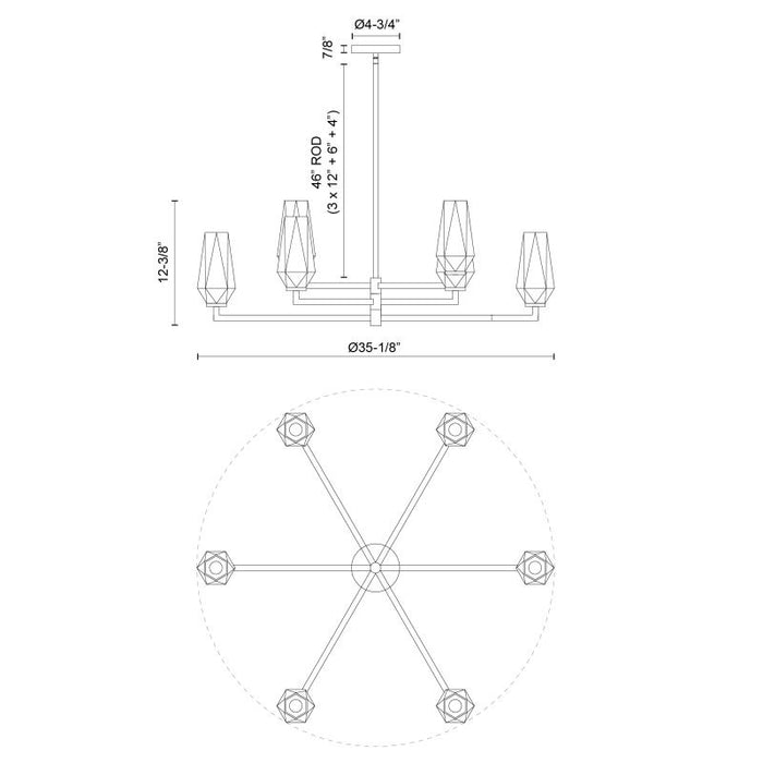 Alora Mood CH424135 Krysta 6-lt 35" Chandelier