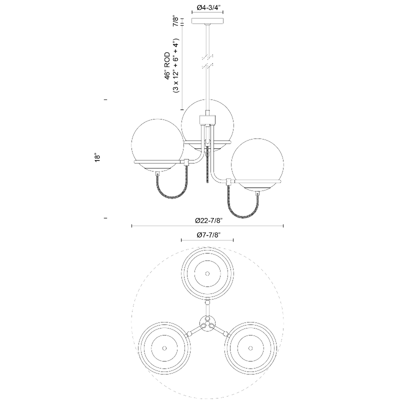 Alora Mood CH458323 Alba 3-lt 23" Chandelier
