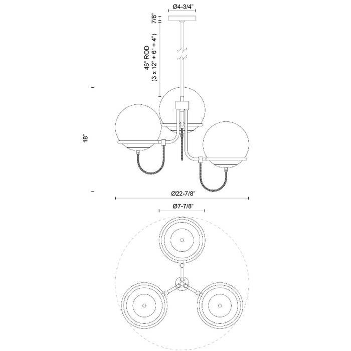 Alora Mood CH458323 Alba 3-lt 23" Chandelier