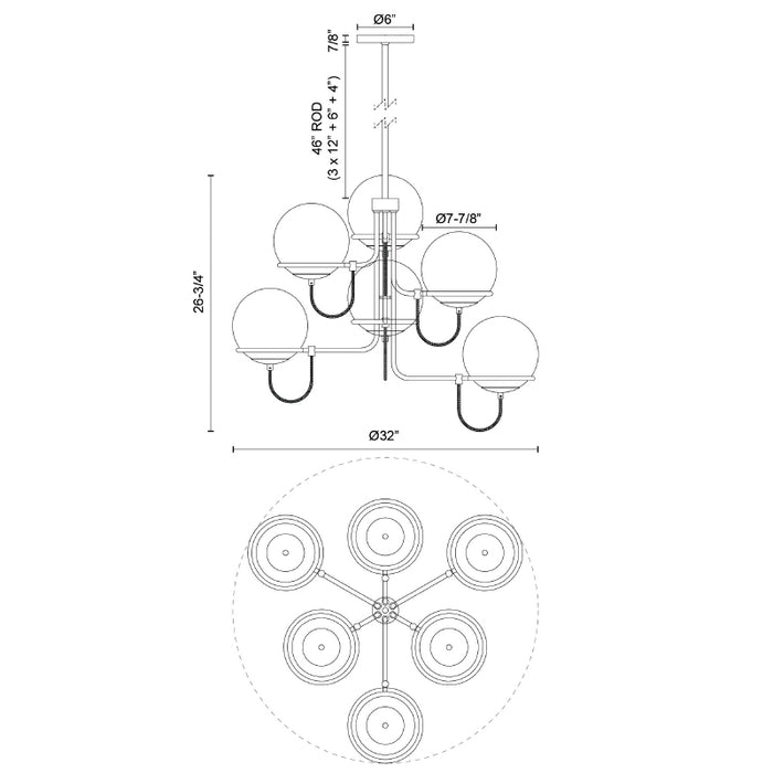 Alora Mood CH458632 Laba 6-lt 32" Chandelier