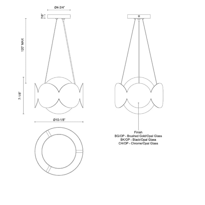 Kuzco CH59810 Ciel 1-lt 10" Chandelier