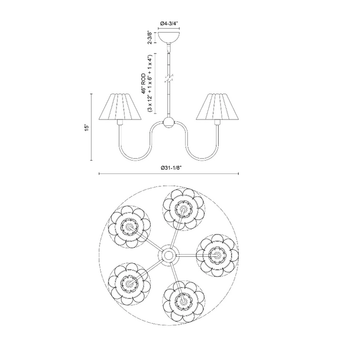 Alora Mood CH610530 Rosemary 5-lt 31" Chandelier
