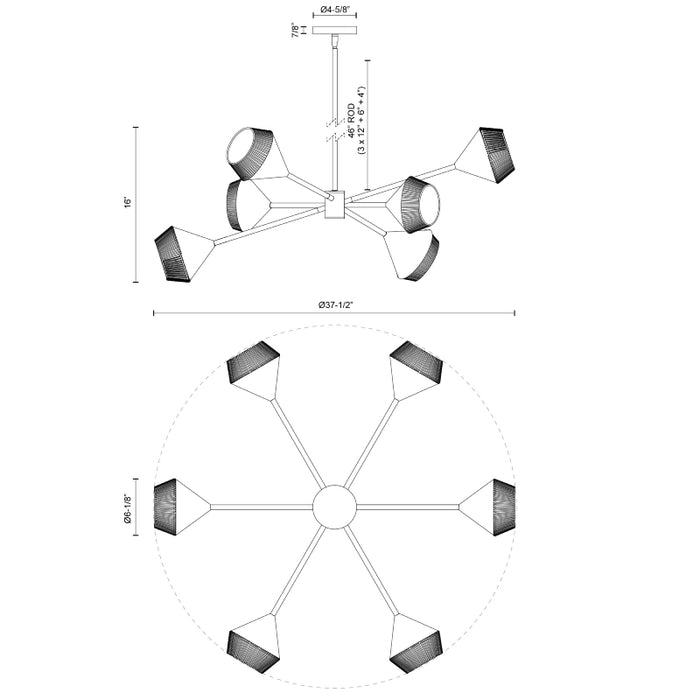 Alora Mood CH633638 Daphne 6-lt 38" Chandelier