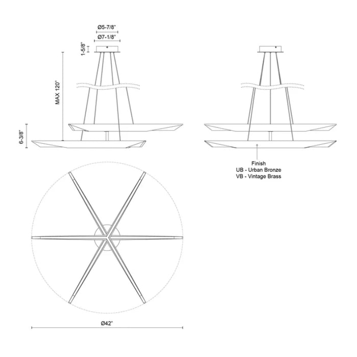 Kuzco CH64242-UNV-010 Tachi 42" LED Chandelier