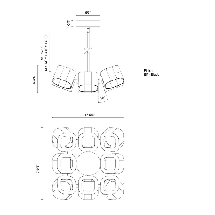 Kuzco CH73418 Arena 8-lt 18" LED Chandelier