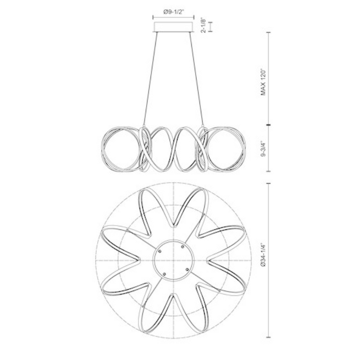 Kuzco CH93834 Synergy 34" LED Chandelier