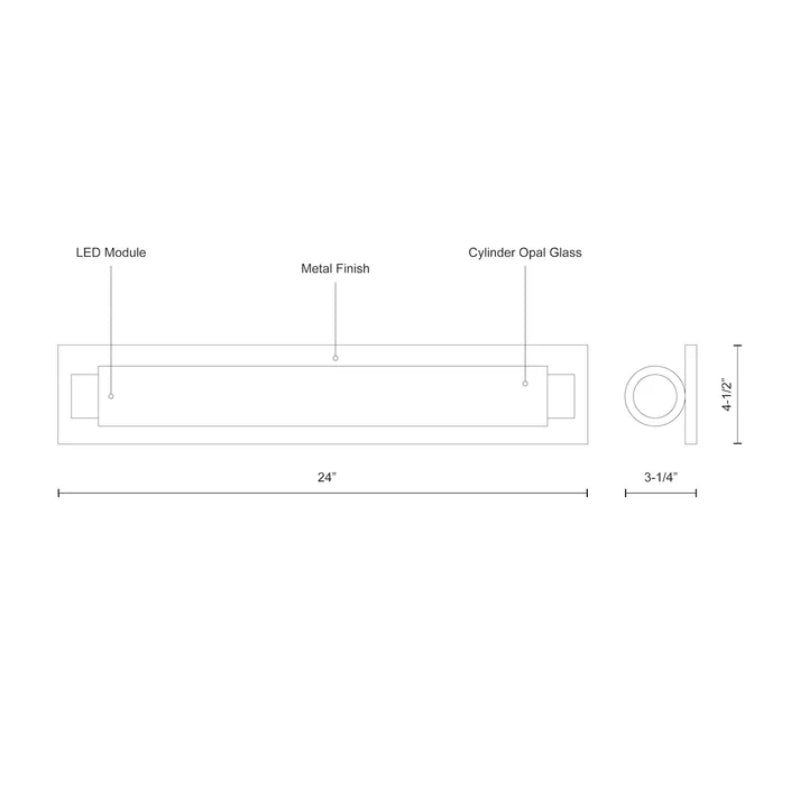 Kuzco VL7524 Charleston 1-lt 24" LED Vanity Light