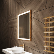 Paris Mirror Chic Rectangle 24" x 32" LED Lighted Mirror, 3CCT Selectable -Gold Framed