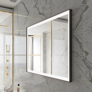 Paris Mirror Chic Rectangle 48" x 35" LED Lighted Mirror, 3CCT Selectable - Black Framed
