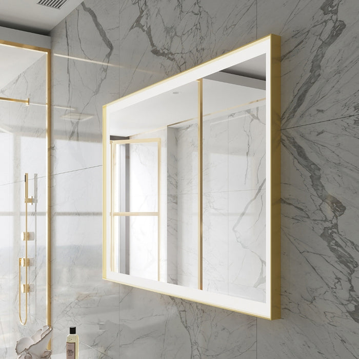 Paris Mirror Chic Rectangle 48" x 35" LED Lighted Mirror, 3CCT Selectable - Gold Framed