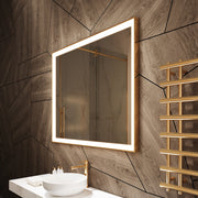 Paris Mirror Chic Rectangle 48" x 35" LED Lighted Mirror, 3CCT Selectable - Gold Framed