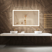 Paris Mirror Chic Rectangle 60" x 32" LED Lighted Mirror, 3CCT Selectable - Gold Framed