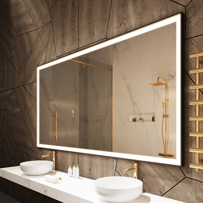 Paris Mirror Chic Rectangle 85" x 40" LED Lighted Mirror, CCT Selectable - Black Framed