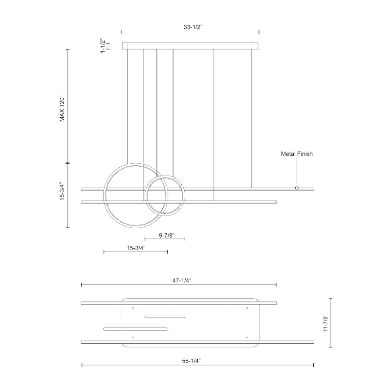 Kuzco MP14956 Chute Calypso 56" LED Pendant