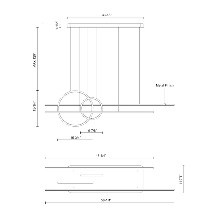 Kuzco MP14956 Chute Calypso 56" LED Pendant