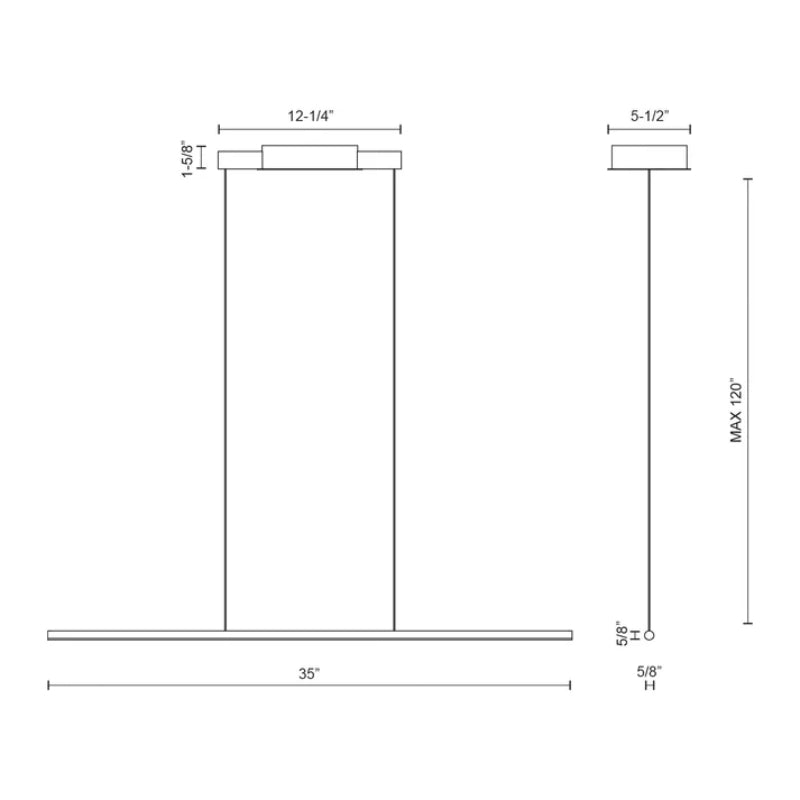 Kuzco LP14935-UNV Chute 1-lt 36" LED Linear Pendant, 120-277V