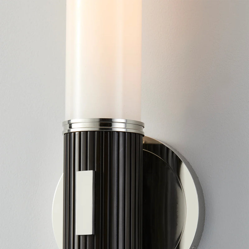 Hudson Valley 3614 Crewe 1-lt 15" Tall Wall Sconce-Polished Nickel with Black Brass