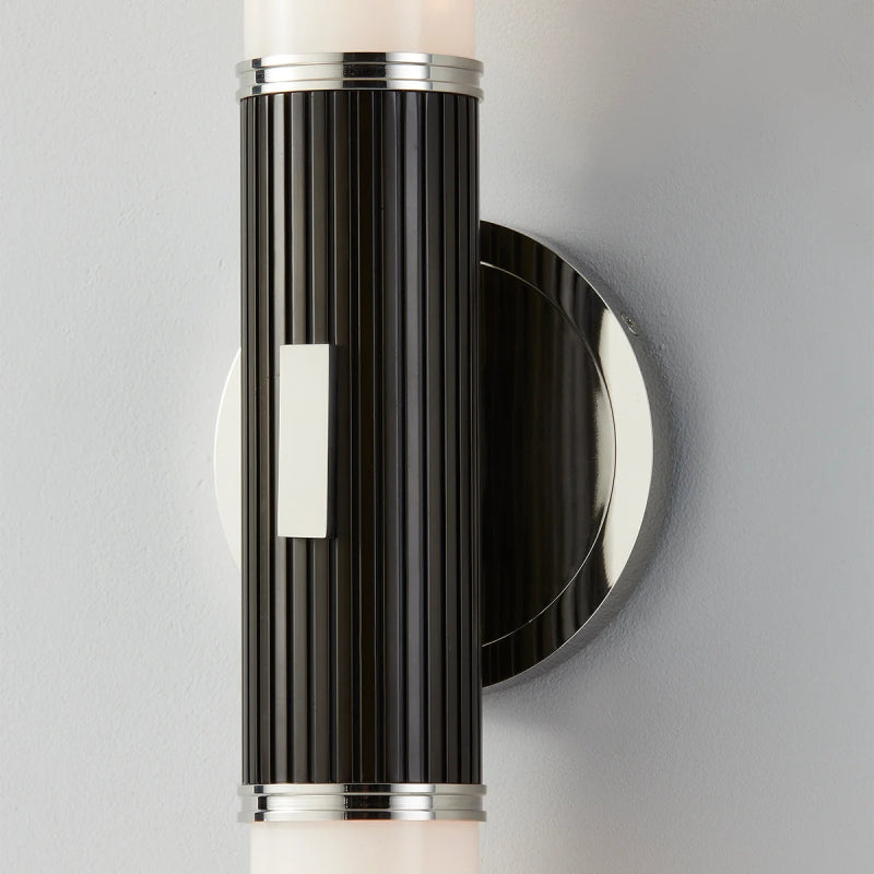 Hudson Valley 3626 Crewe 2-lt 26" Tall Wall Sconce-Polished Nickel with Black Brass