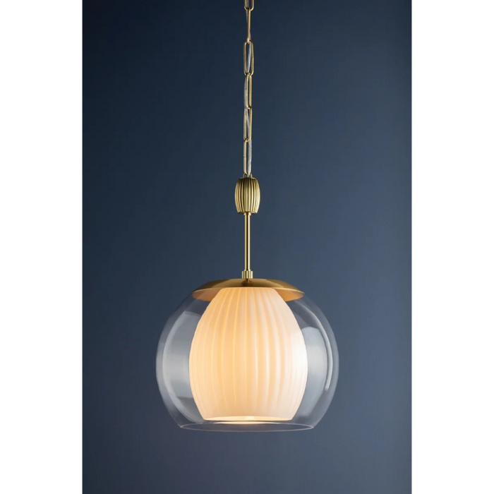 Hudson Valley 7317 Clementon 1-lt 17" Pendant - Aged Brass