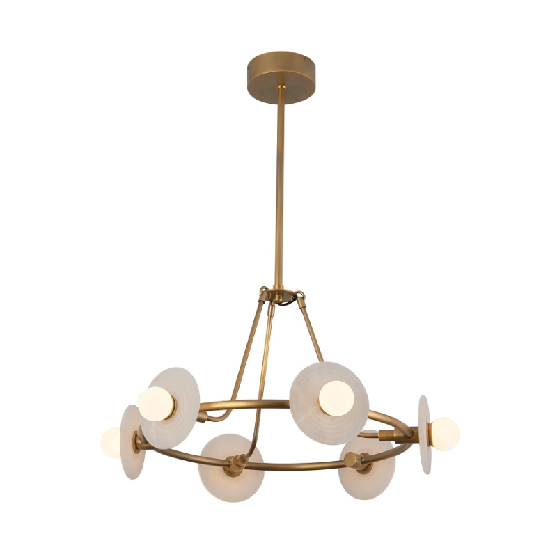 Alora CH346028 Dahlia 6-lt 28" LED Chandelier - Vintage Brass