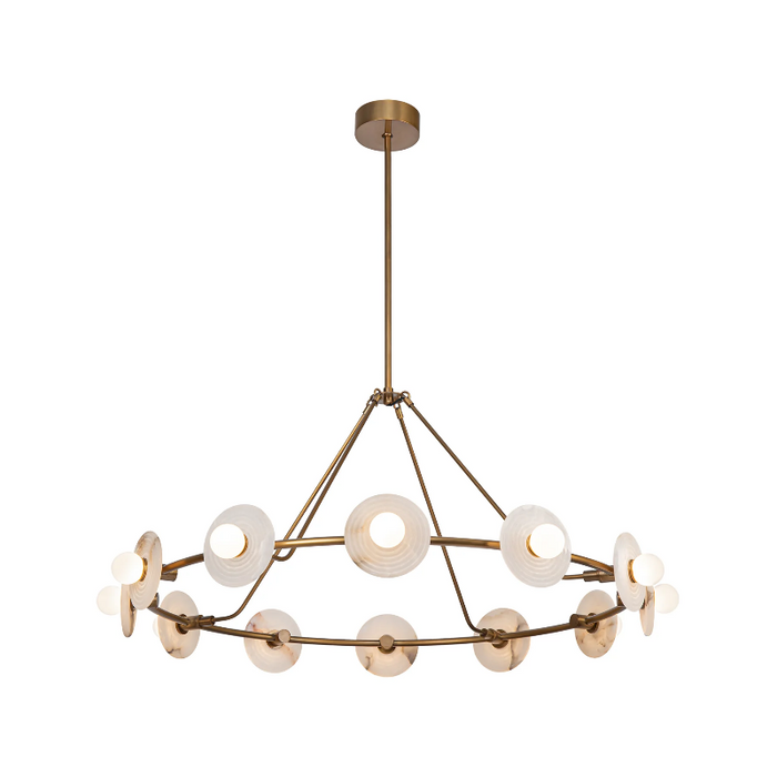 Alora CH346046-UNV Dahlia 12-lt 47" LED Chandelier - Vintage Brass