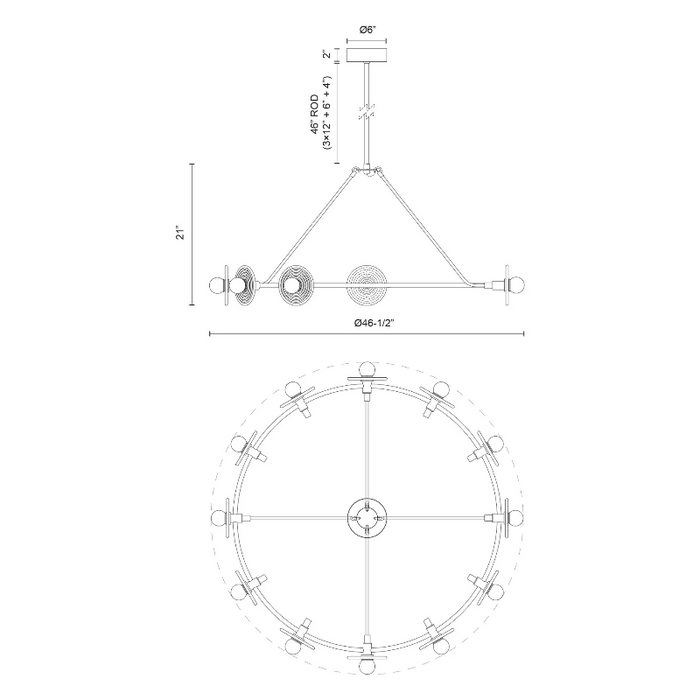 Alora CH346046-UNV Dahlia 12-lt 47" LED Chandelier