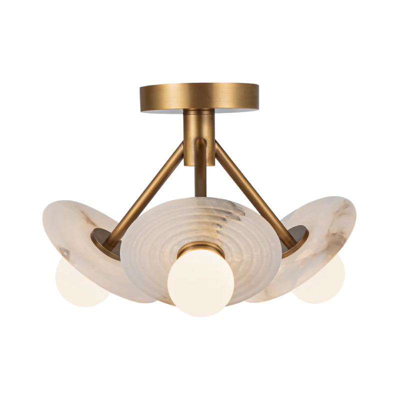 Alora SF346313 Dahlia 13" LED Semi Flush Mount - Vintage Brass