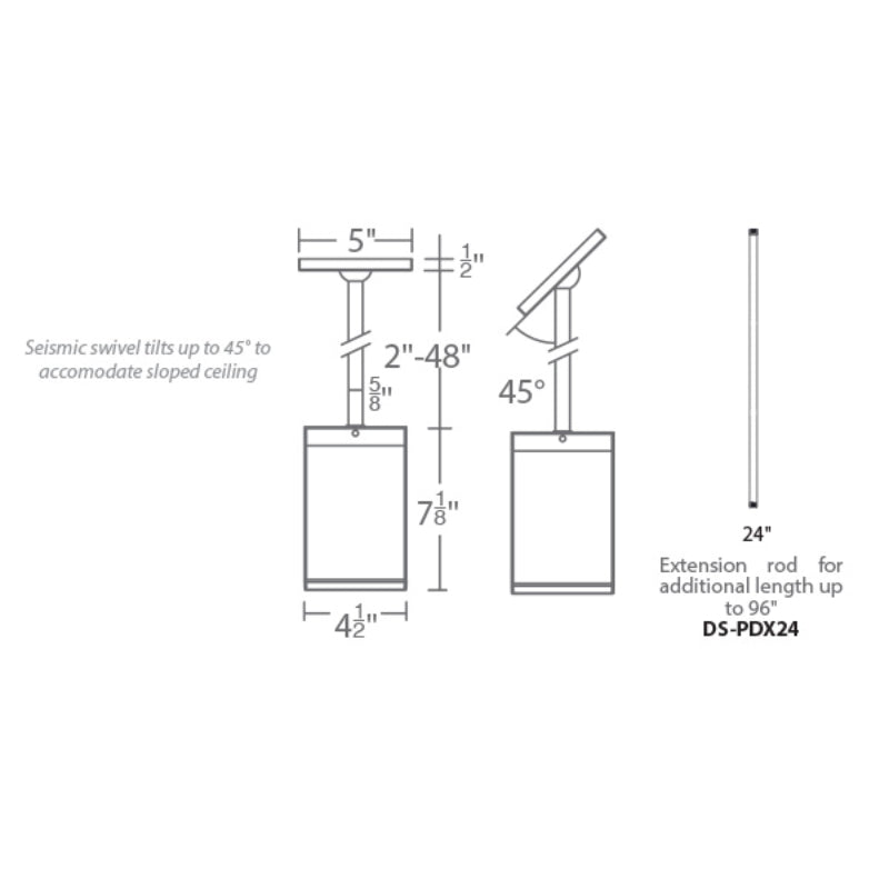 WAC DC-PD05 25W Cube Architectural 5" LED Pendant Mount