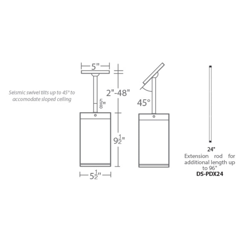 WAC DC-PD06 35W Cube Architectural 6" LED Pendant Mount