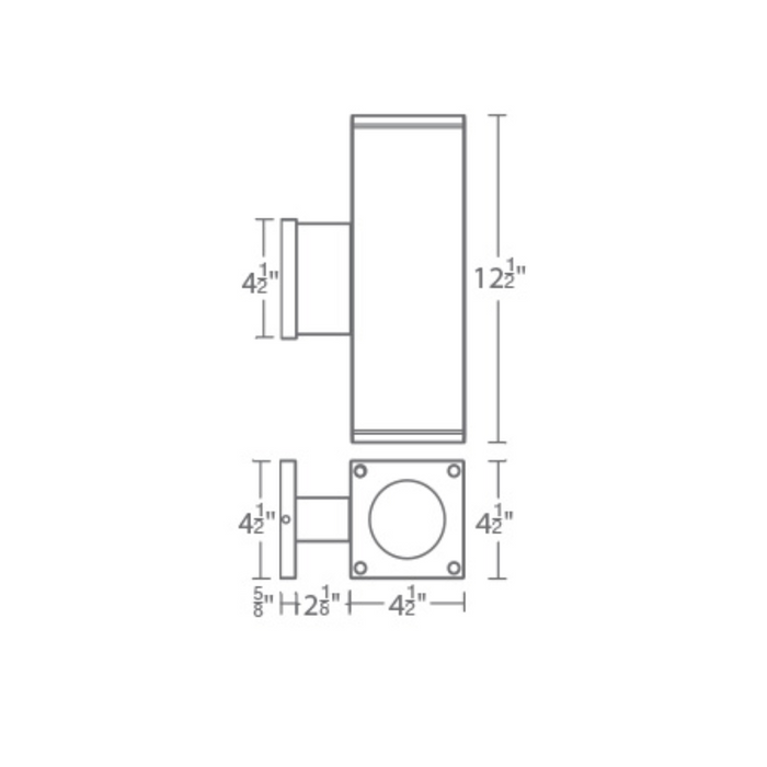 WAC DC-WE0517 Cube Architectural 5" 17W LED Extended Single Wall Mount, Towards The Wall