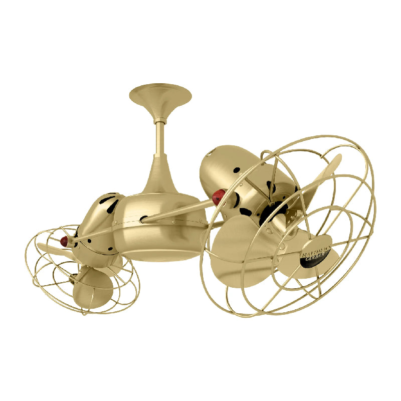 Matthews Fan Duplo-Dinamico 39" Ceiling Fan with Decorative Cage - Brushed Brass