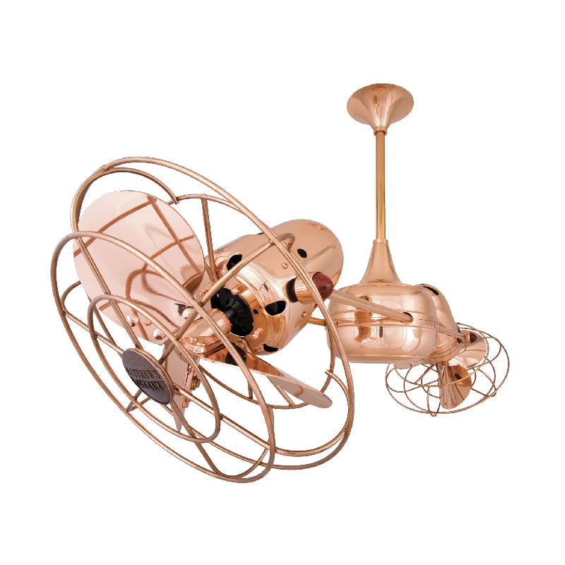 Matthews Fan Duplo-Dinamico 39" Ceiling Fan with Decorative Cage - Polished Copper