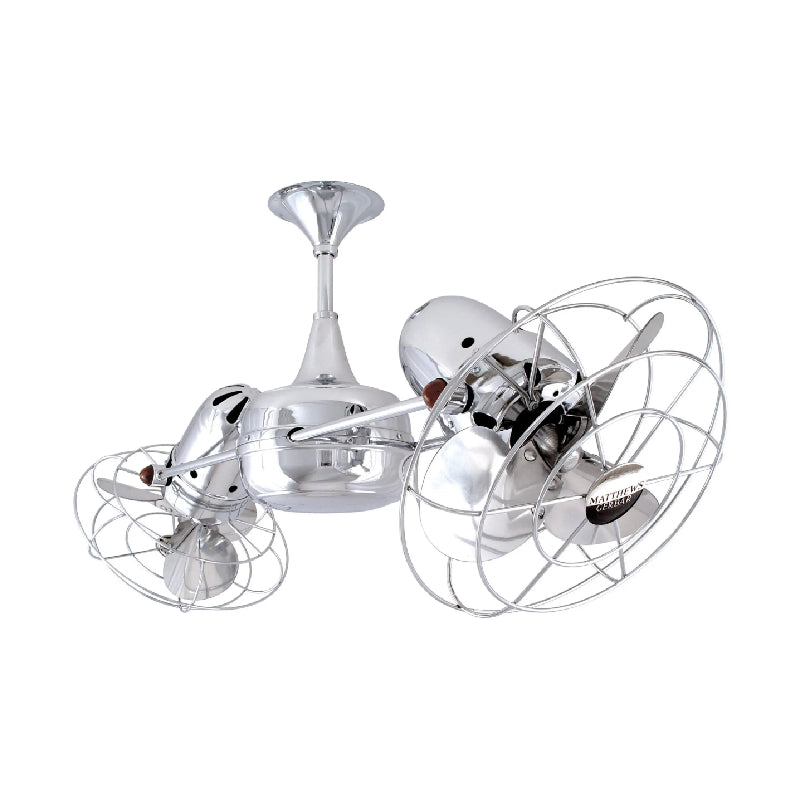 Matthews Fan Duplo-Dinamico 39" Ceiling Fan with Decorative Cage - Polished Chrome 