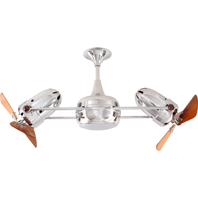 Matthews Fan Duplo-Dinamico 36" Ceiling Fan with Wood Blades - Polished Chrome