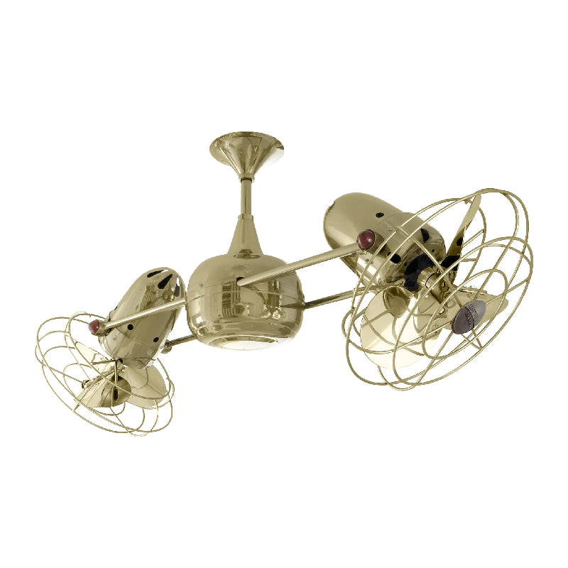 Matthews Fan Duplo-Dinamico 39" Ceiling Fan with Decorative Cage - Polished Brass
