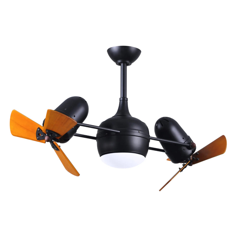 Matthews Fan Dagny LK 41" Ceiling Fan with LED Light, Wood Blades - Matte Black/Mahogany
