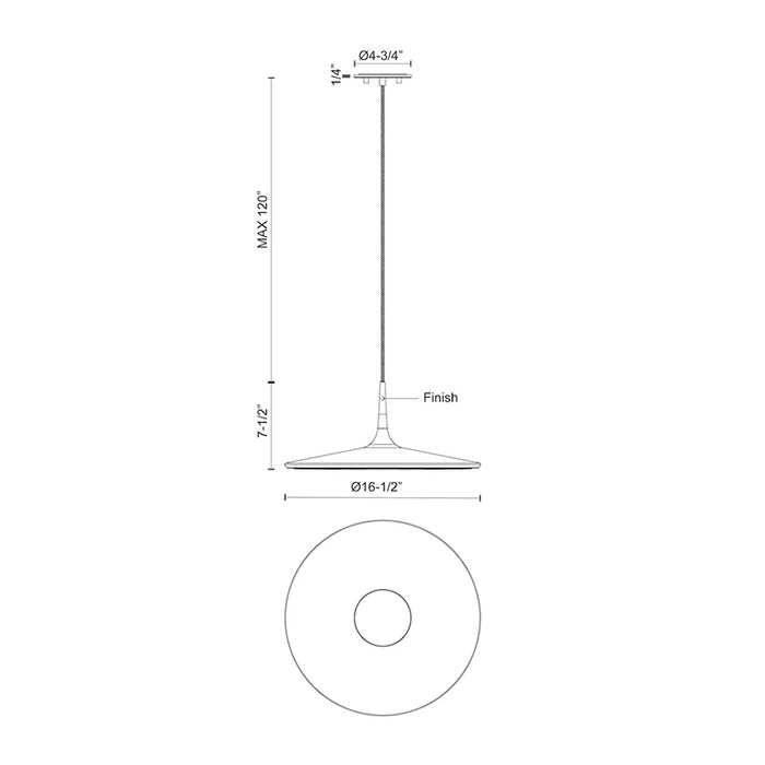 Kuzco PD46216-UNV Disc 16" LED Pendant, 120-277V
