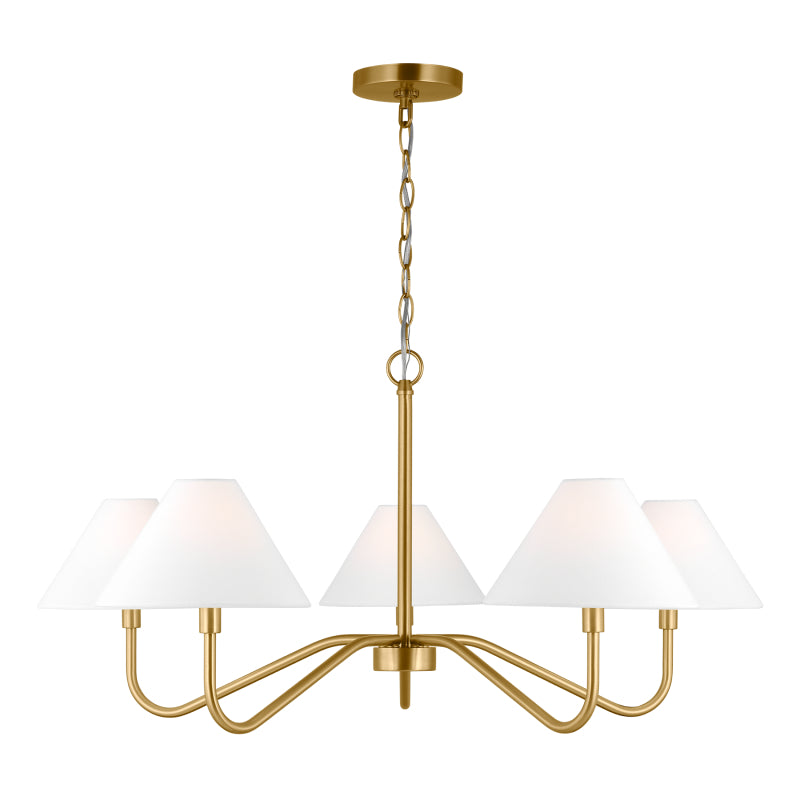 Visual Comfort DJC1205 Eldon 5-lt 34" Chandelier - Satin Brass