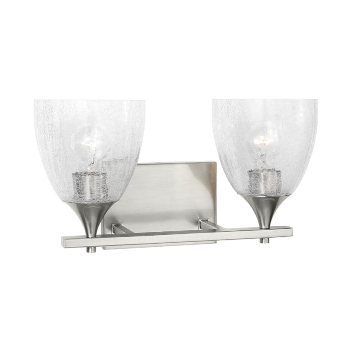 Visual Comfort DJV1022 Toffino 2-lt 16" Vanity Light - Brushed Steel Clear Crackle Glass