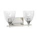 Visual Comfort DJV1022 Toffino 2-lt 16" Vanity Light - Brushed Steel Clear Crackle Glass