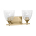 Visual Comfort DJV1022 Toffino 2-lt 16" Vanity Light - Satin Brass Clear Crackle Glass
