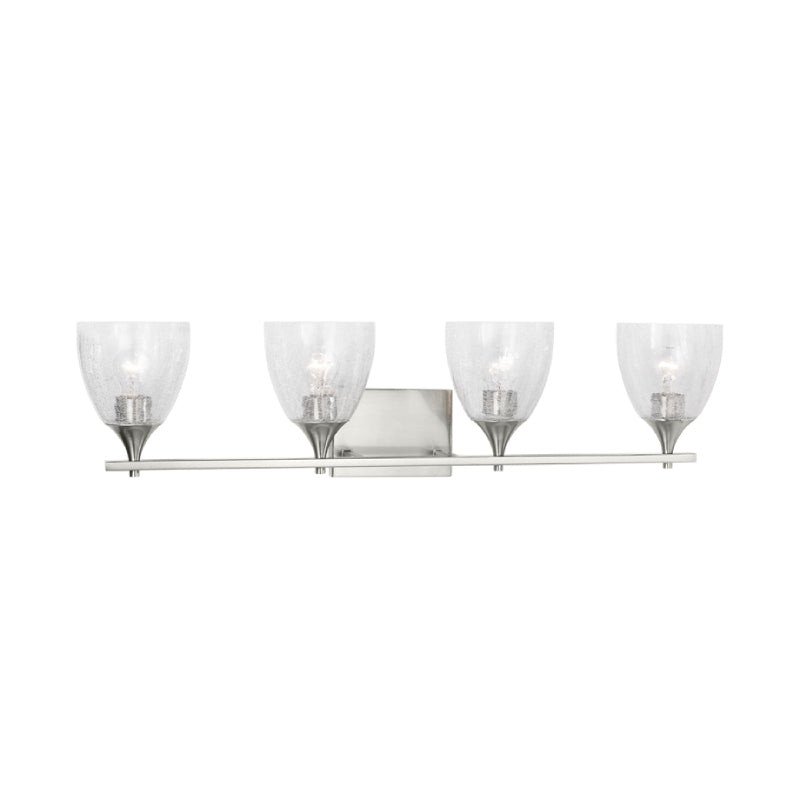 Visual Comfort DJV1024 Toffino 4-lt 36" Vanity Light - Brushed Steel Clear Crackle Glass