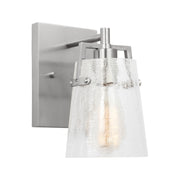 Visual Comfort DJV1031 Crofton 1-lt 9" Tall Small Wall Sconce - Brushed Nickel Clear Crackle Glass