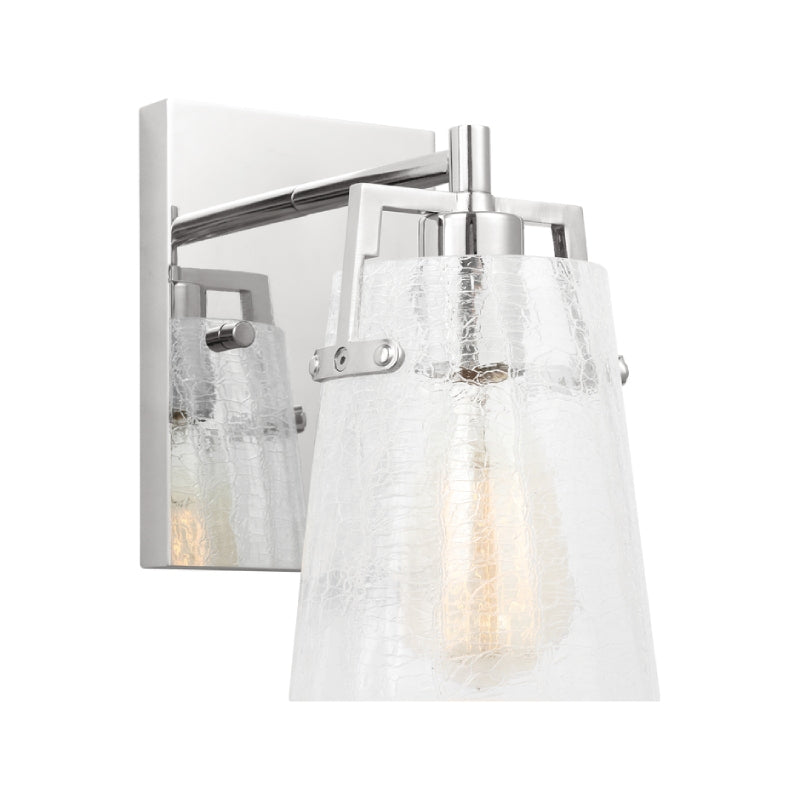 Visual Comfort DJV1031 Crofton 1-lt 9" Tall Small Wall Sconce - Chrome Clear Crackle Glass