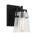 Visual Comfort DJV1031 Crofton 1-lt 9" Tall Small Wall Sconce - Midnight Black Clear Crackle Glass