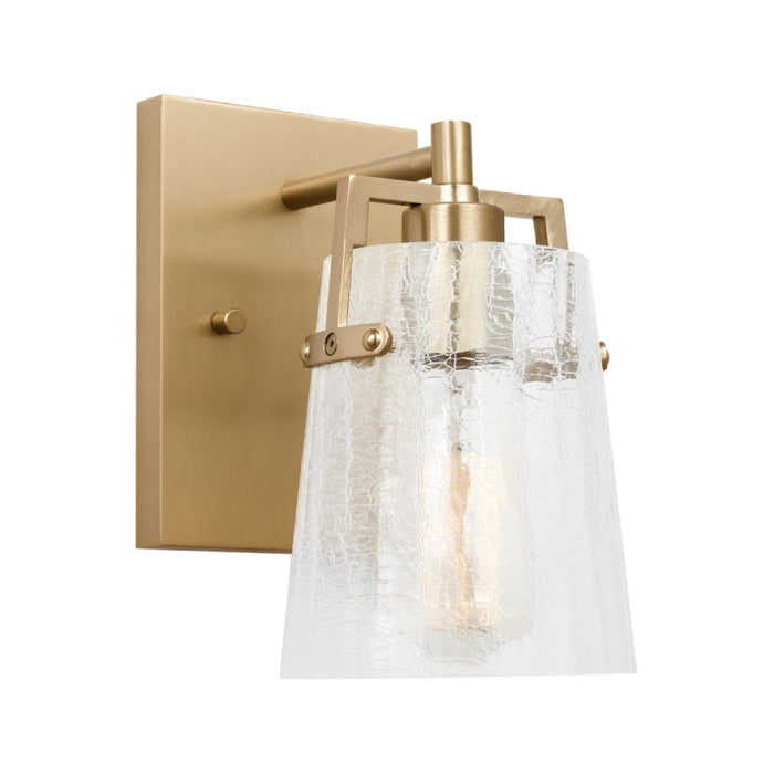 Visual Comfort DJV1031 Crofton 1-lt 9" Tall Small Wall Sconce - Satin Brass Clear Crackle Glass