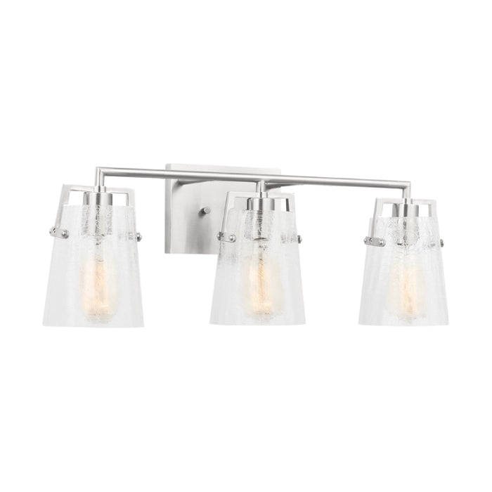 Visual Comfort DJV1033 Crofton 3-lt 24" Vanity Light - Brushed Nickel Clear Crackle Glass