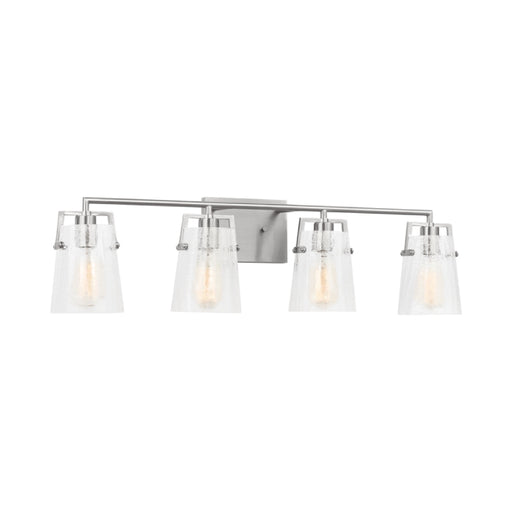 Visual Comfort DJV1034 Crofton 4-lt 33" Vanity Light - Brushed Steel Clear Crackle Glass